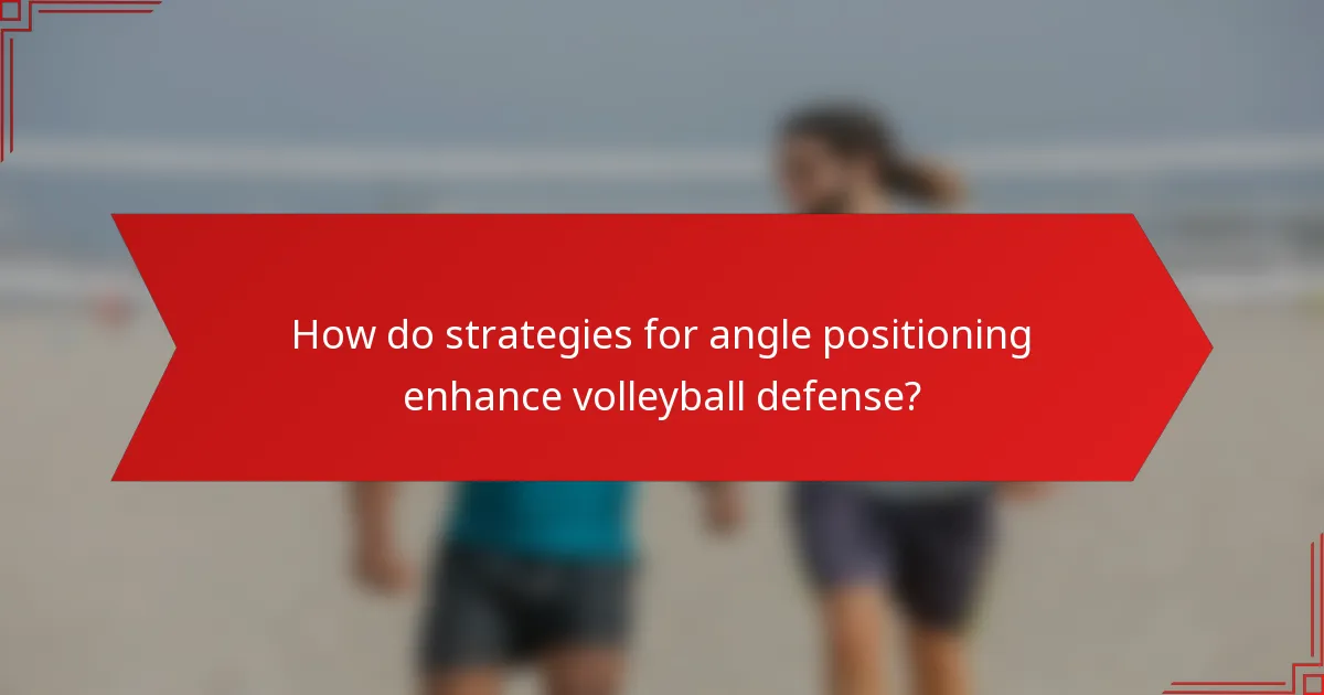 How do strategies for angle positioning enhance volleyball defense?
