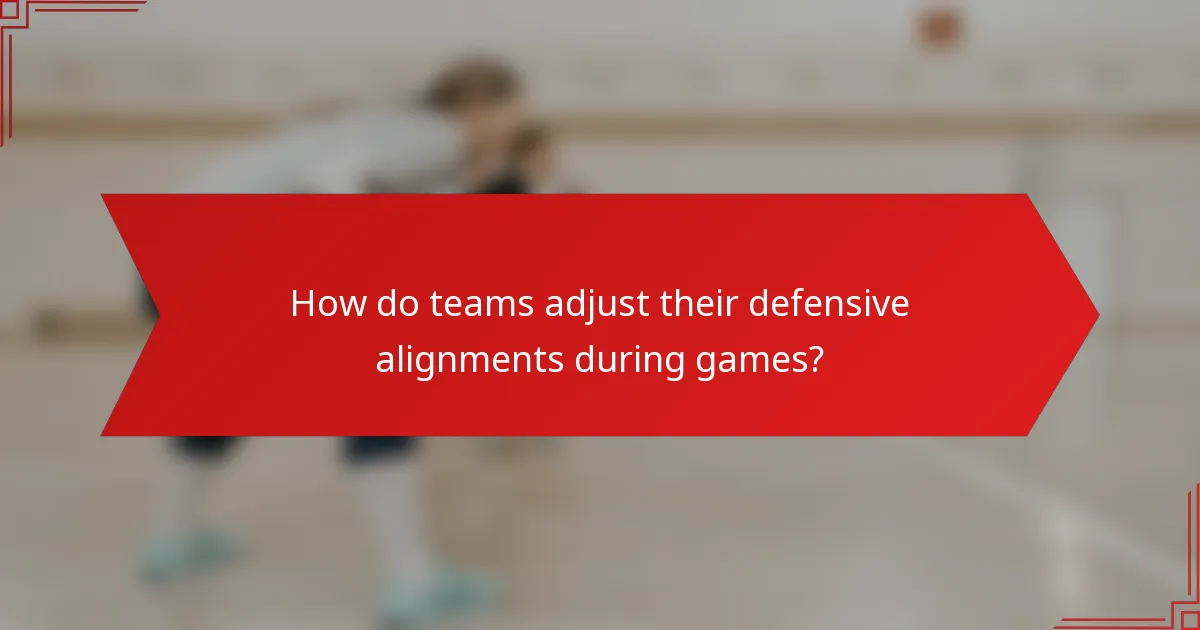 How do teams adjust their defensive alignments during games?