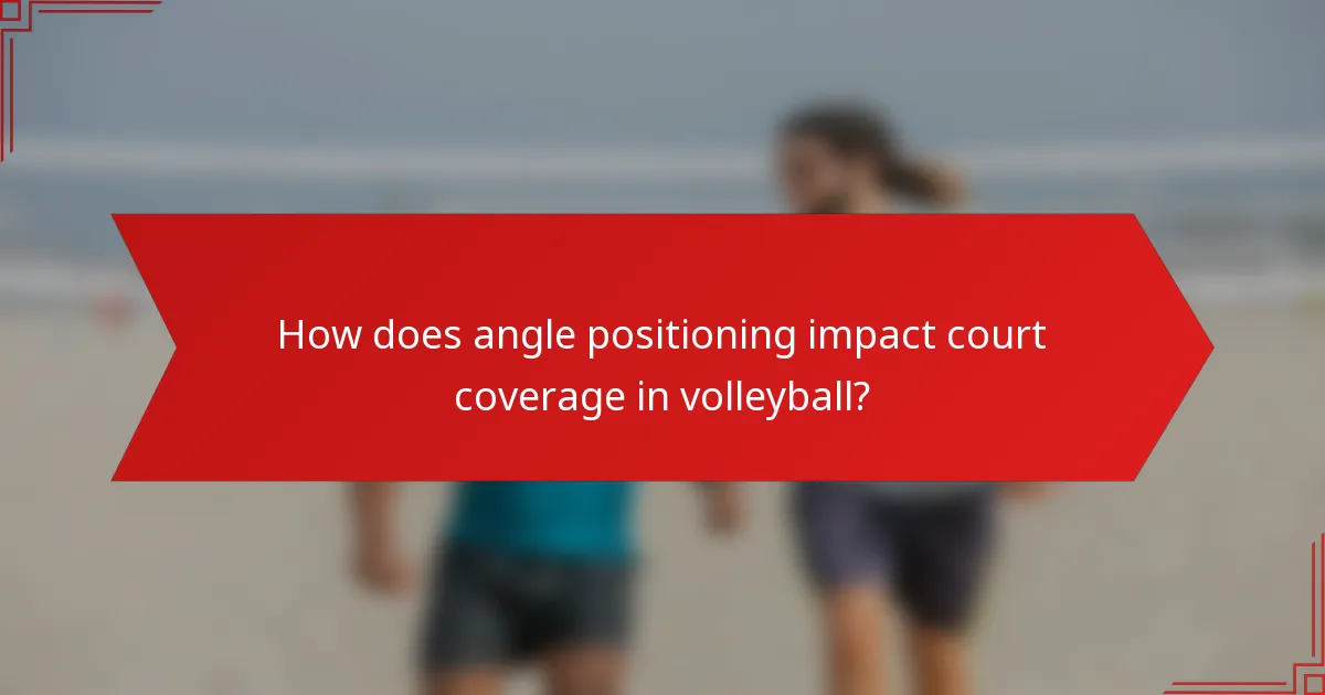 How does angle positioning impact court coverage in volleyball?